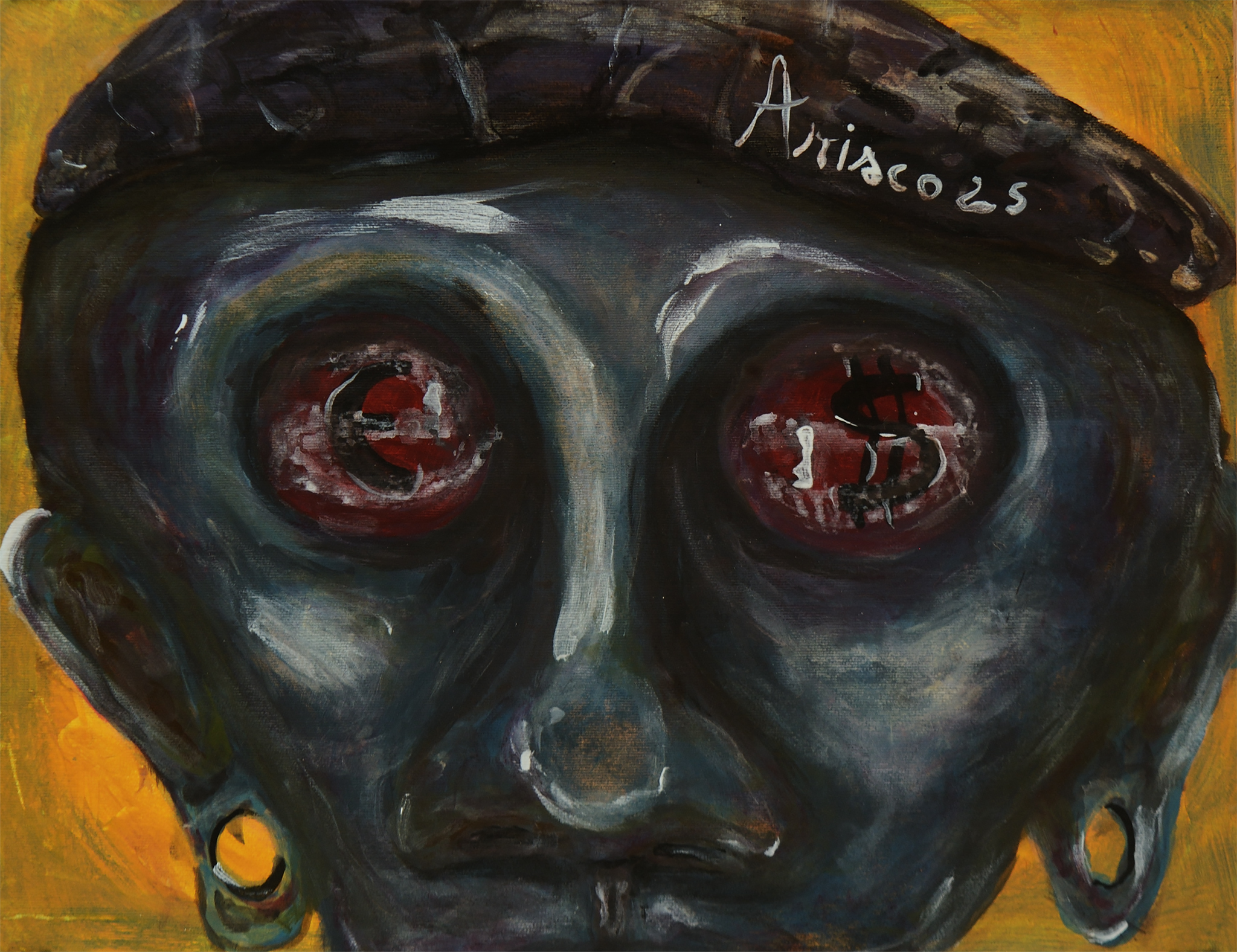 Money Dumbers, acrylic painting on paper by ARISCO.