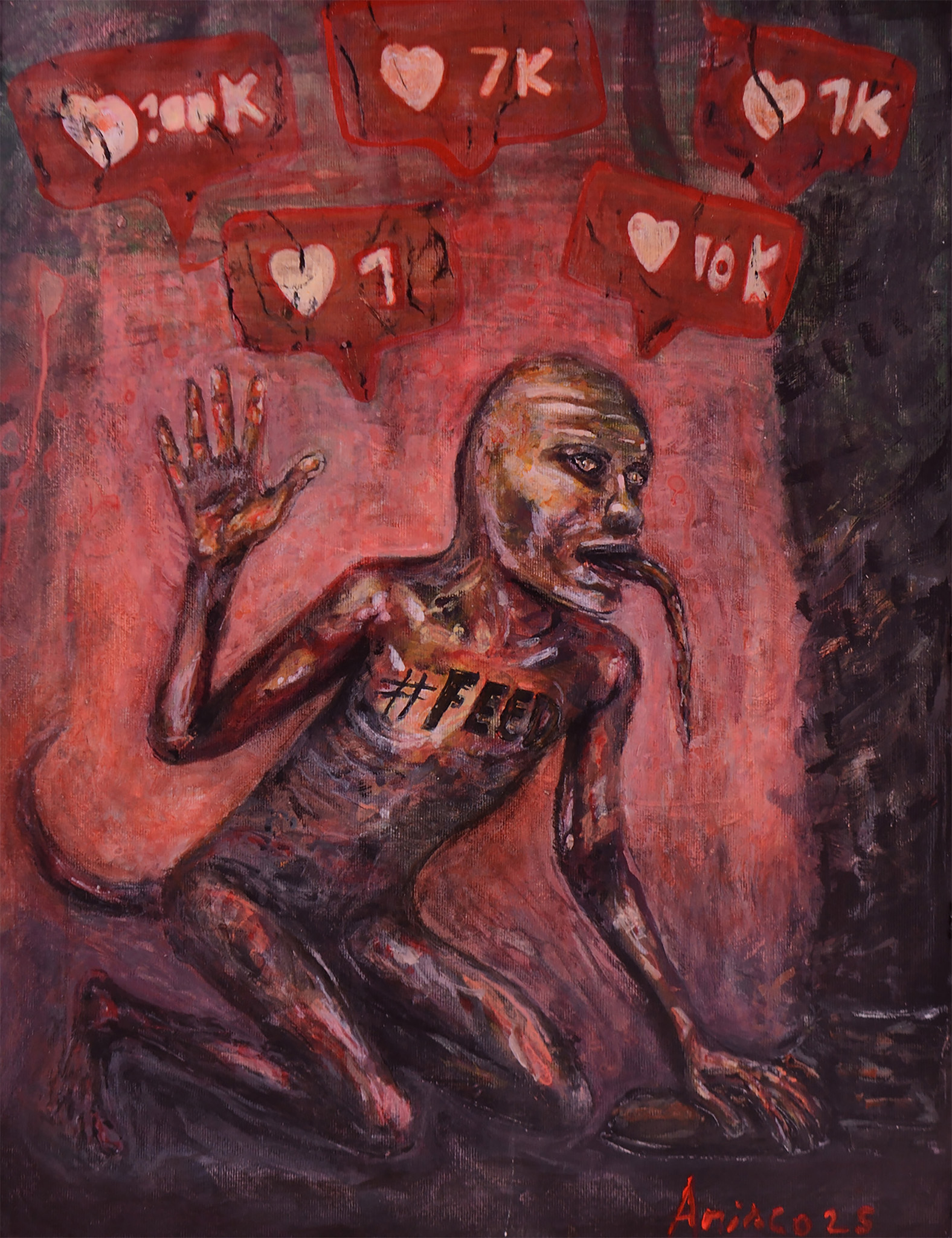 The Loyal Fool, acrylic painting on paper by ARISCO.