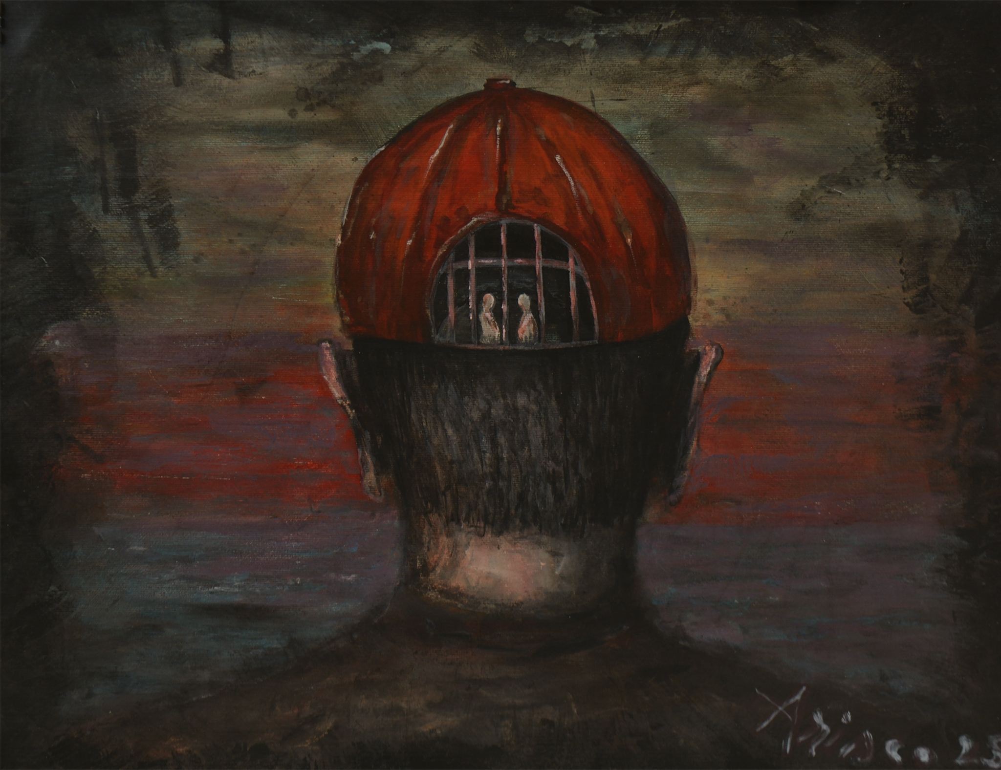 Head Dome, acrylic painting on paper by ARISCO.