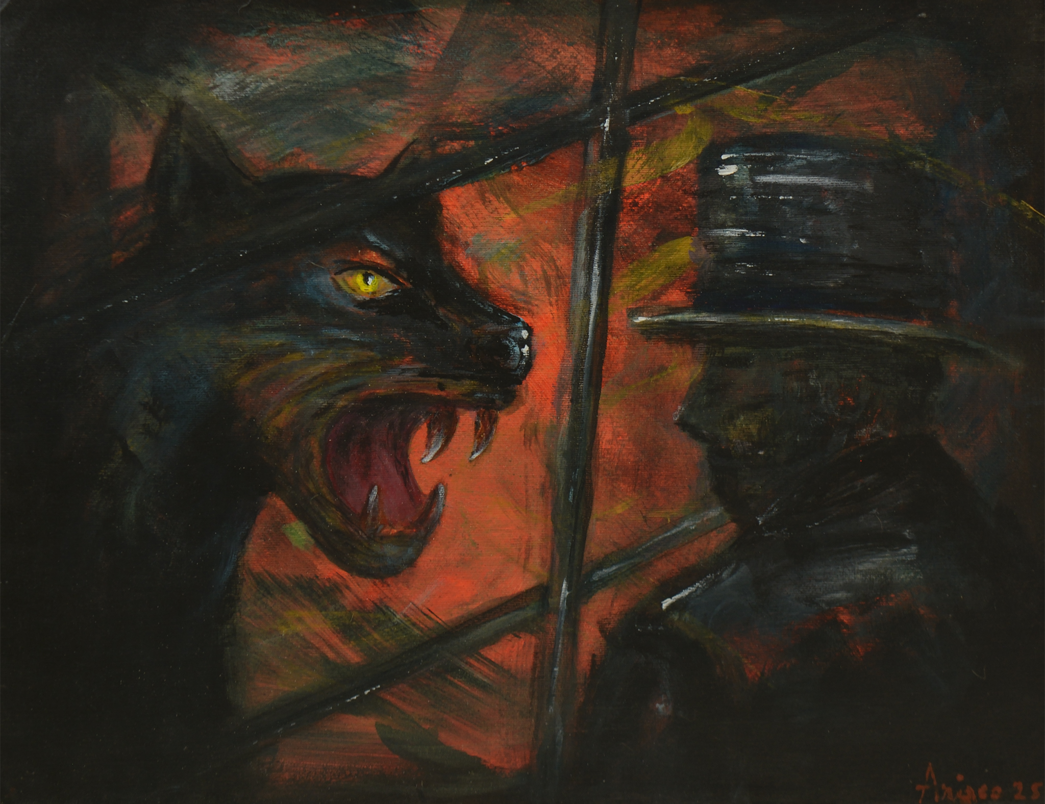 Instinct at Surface, acrylic painting on paper by ARISCO.